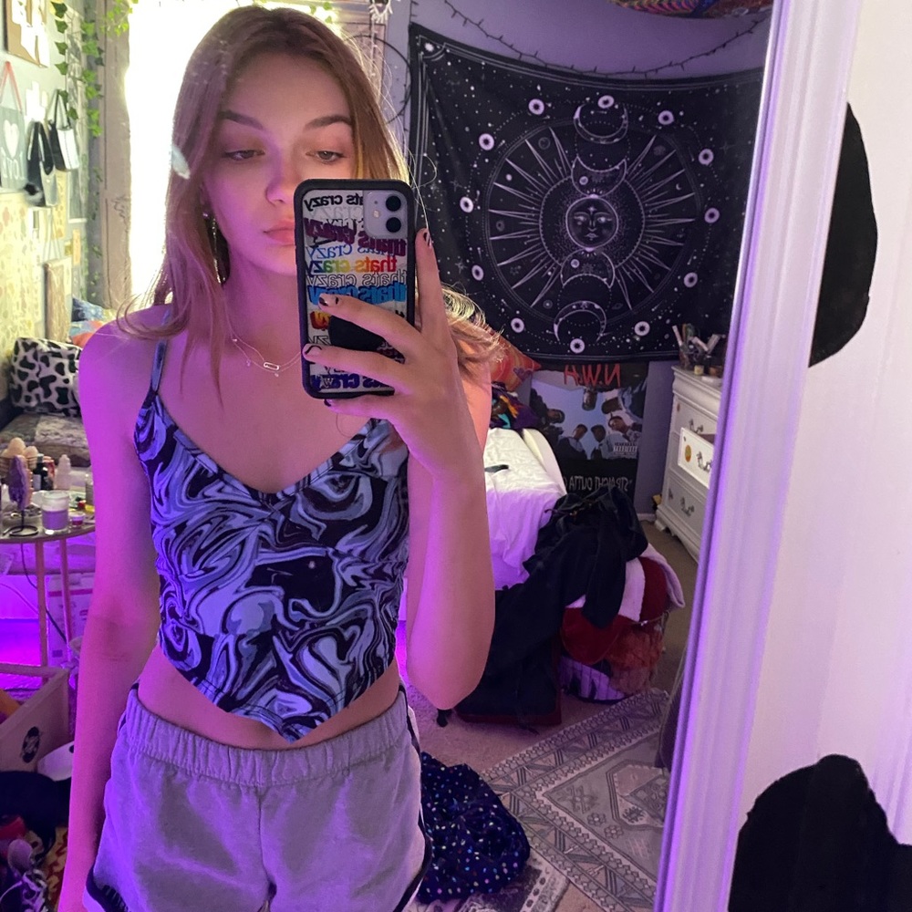 cute black and blue tye dye tank